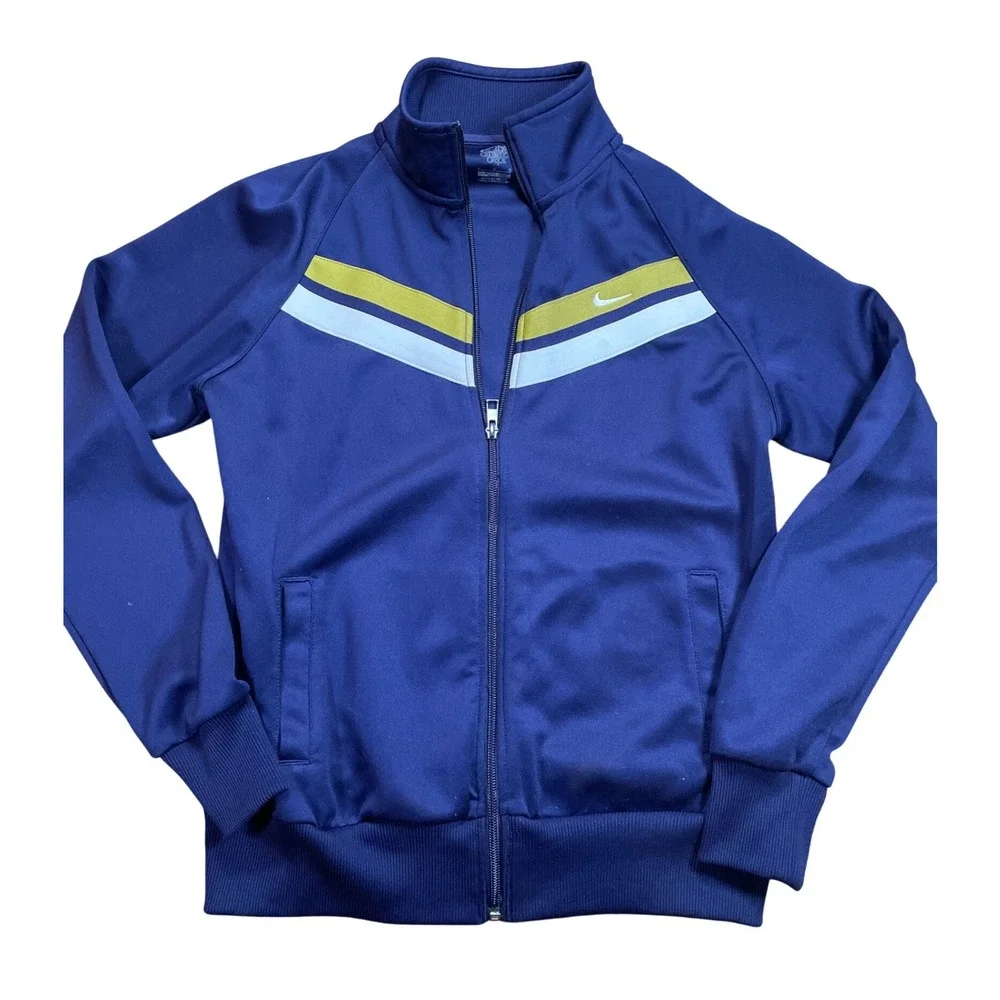 Vintage Nike Navy Blue Athletic Track Jacket Full Zip‎ Men Casual Sportswear Y2K
